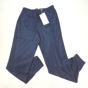 Wildfang Empower Mesh Drawstring Pant Womens XS Navy Blue WP6402-400 NEW